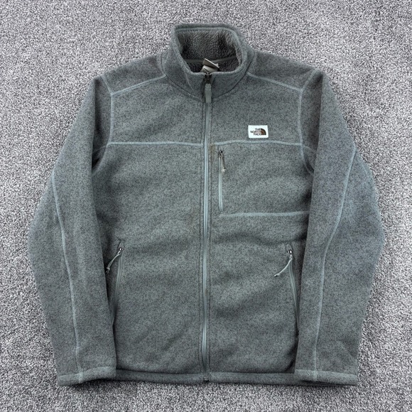 The North Face Fleece Jacket Mens Large Gray Full Zip Outdoor Sherpa Lined - Picture 1 of 7